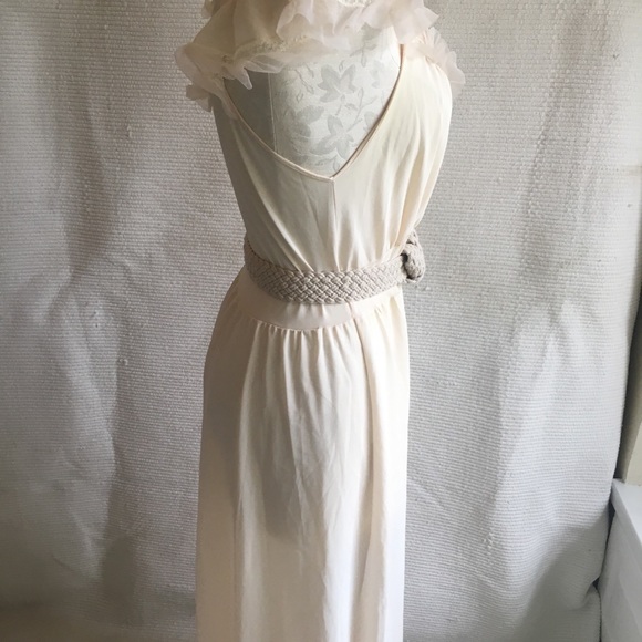 Vintage 70s Boho Festival Long Maxi Lace Trim Gown - Picture 8 of 8